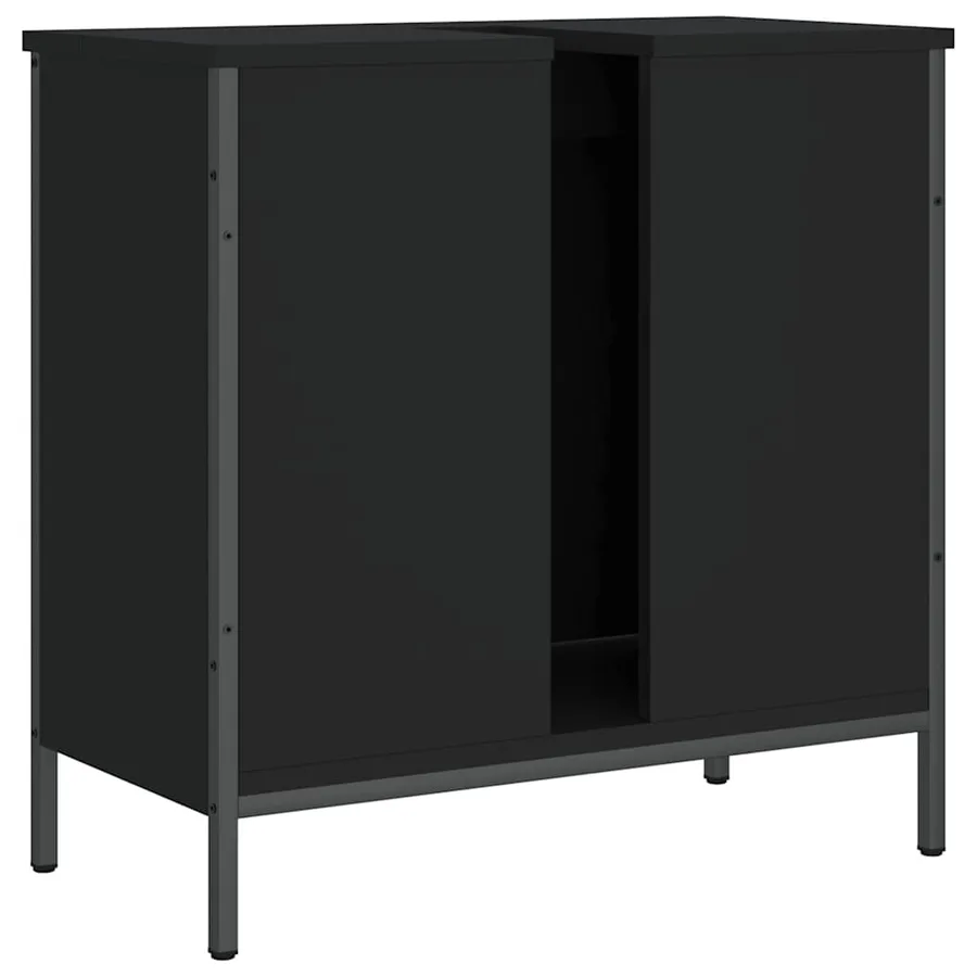 Armoire lavabo de salle de bain noir 60x30x60 cm - 6