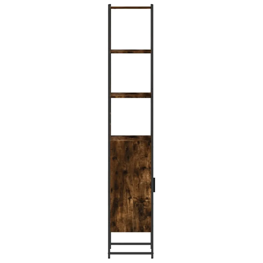 Armoire de bain chêne fumé 33x33x185,5 cm bois d'ingénierie - 7