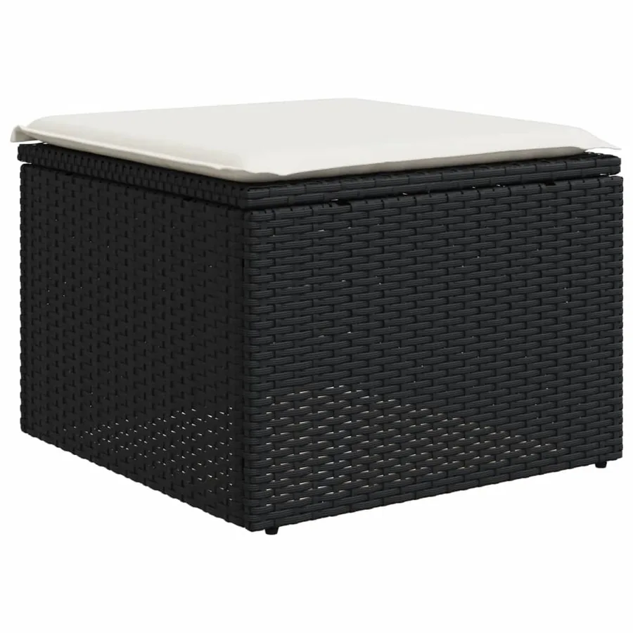 Salon de jardin 9 pcs avec coussins noir résine tressée - 7