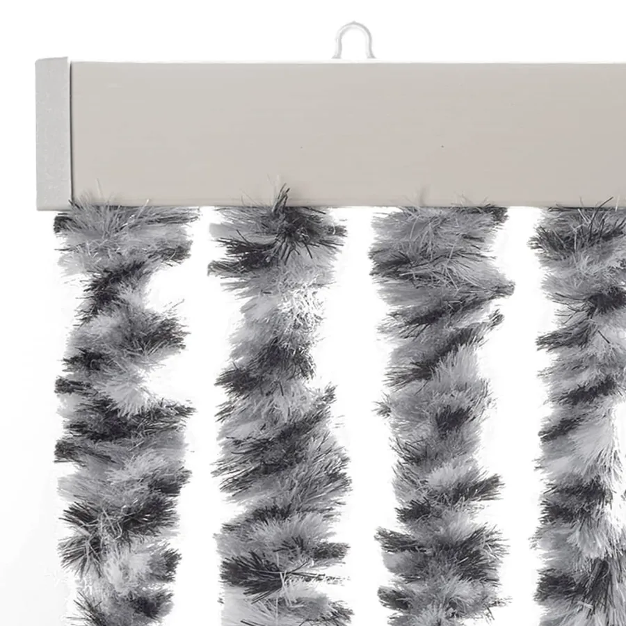 Rideau anti-mouches gris et noir et blanc 100x230 cm chenille - 4