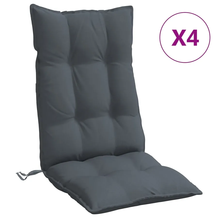 Coussins de chaise à dossier haut lot de 4 anthracite - 2