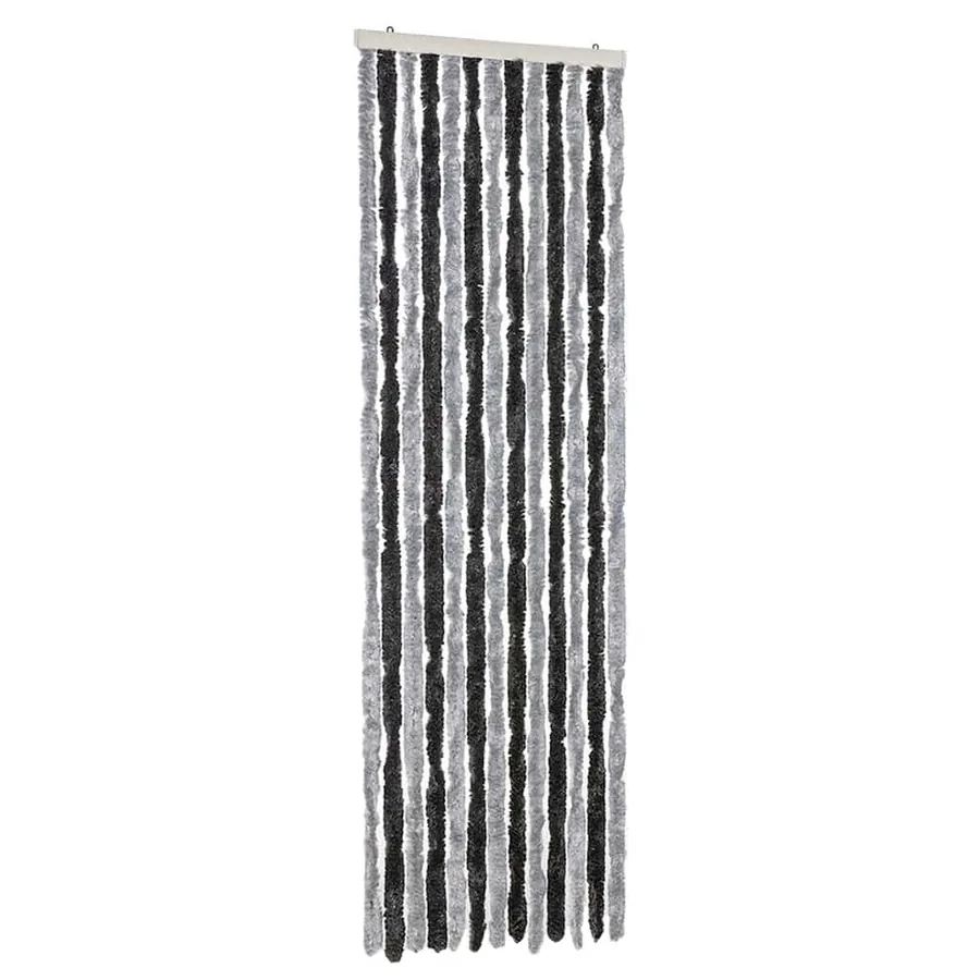 Rideau anti-mouches gris et noir 56x185 cm chenille - 2