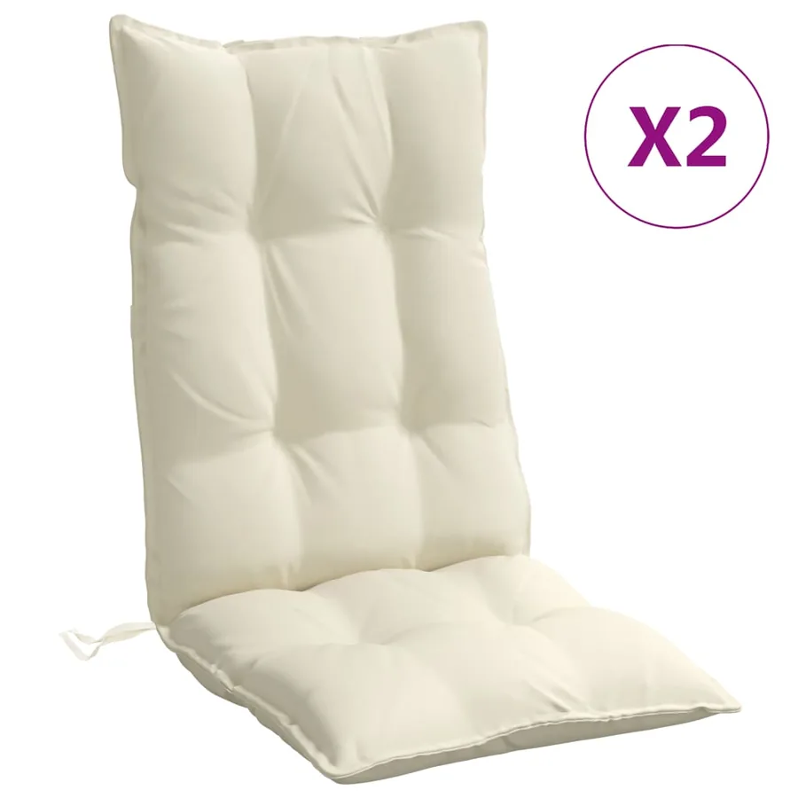 Coussins de chaise à dossier haut lot de 2 crème tissu oxford - 2