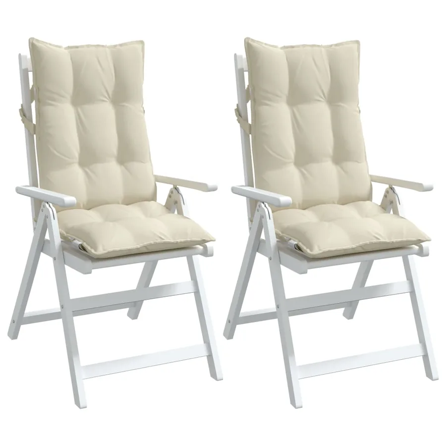 Coussins de chaise à dossier haut lot de 2 crème tissu oxford - 4