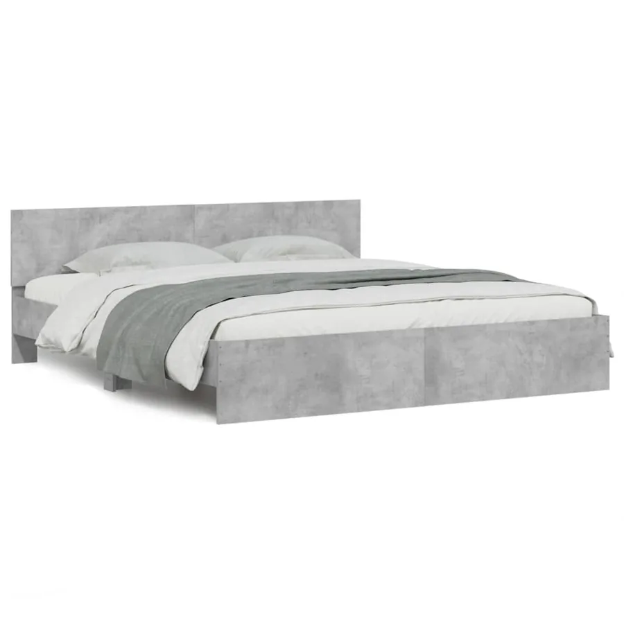 Cadre de lit sans matelas gris béton 200x200 cm - 2
