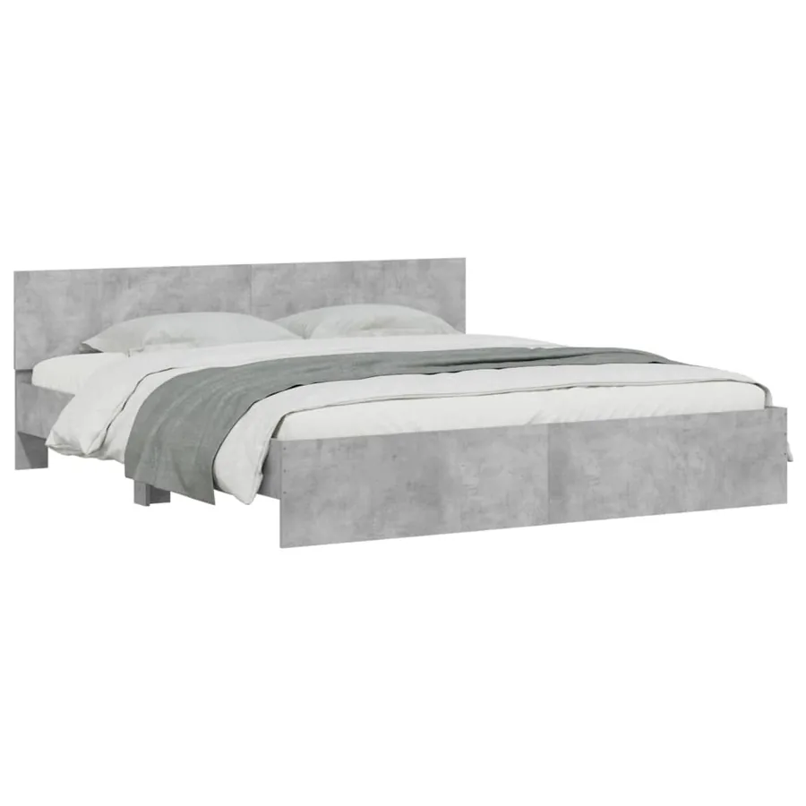 Cadre de lit sans matelas gris béton 200x200 cm - 3
