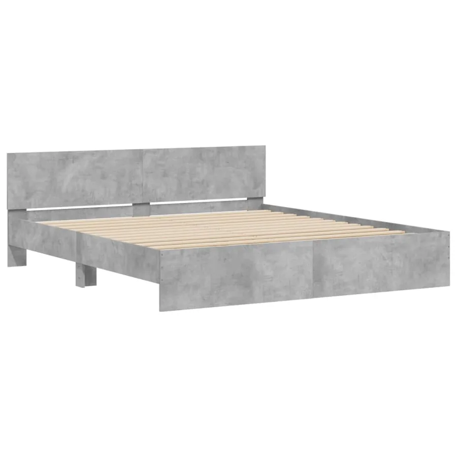 Cadre de lit sans matelas gris béton 200x200 cm - 4