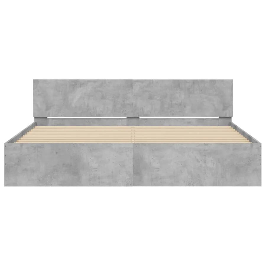Cadre de lit sans matelas gris béton 200x200 cm - 5