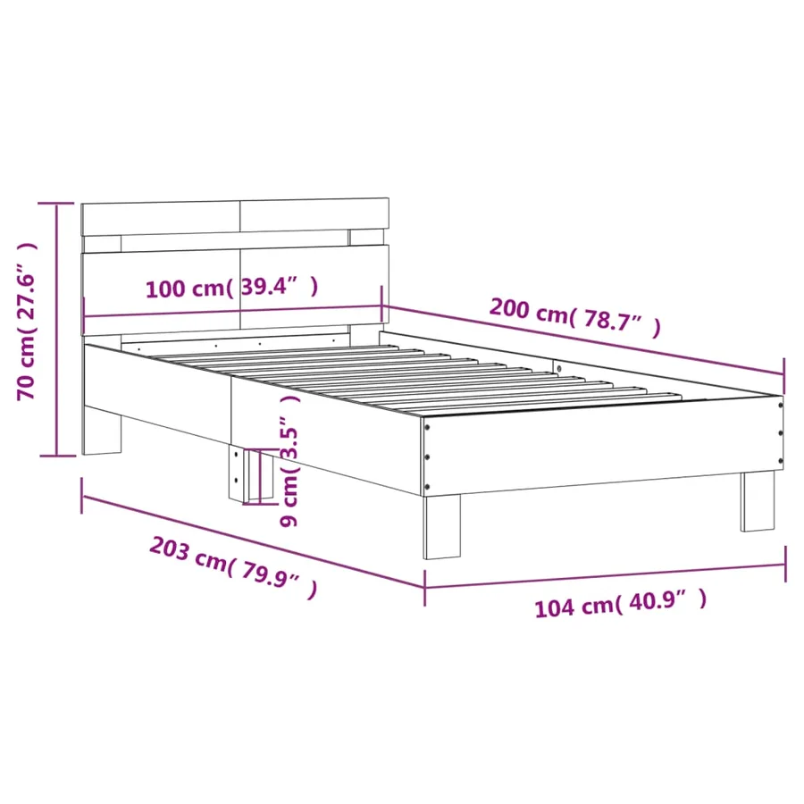 Cadre de lit sans matelas avec lumières LED 100x200 cm - 15