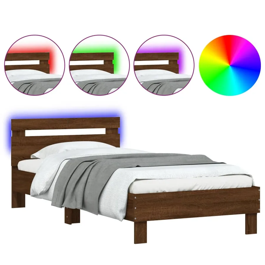 Cadre de lit sans matelas avec lumières LED 100x200 cm - 2