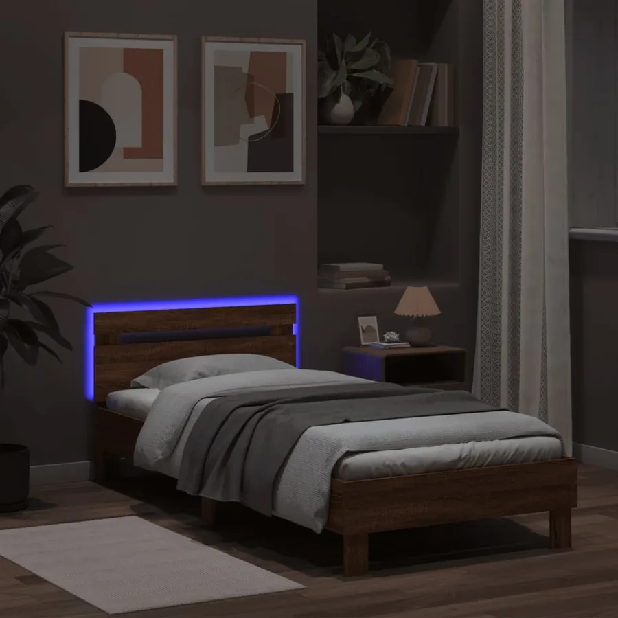 Cadre de lit sans matelas avec lumières LED 100x200 cm - 4