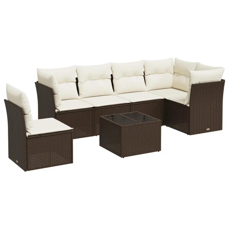 Salon de jardin avec coussins 6 pcs marron résine tressée - 2