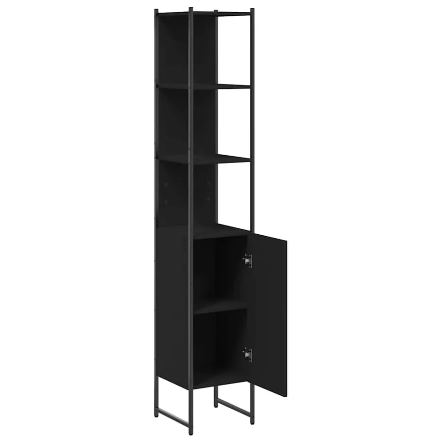 Armoire de salle de bain noir 33x33x185,5 cm bois d'ingénierie - 5