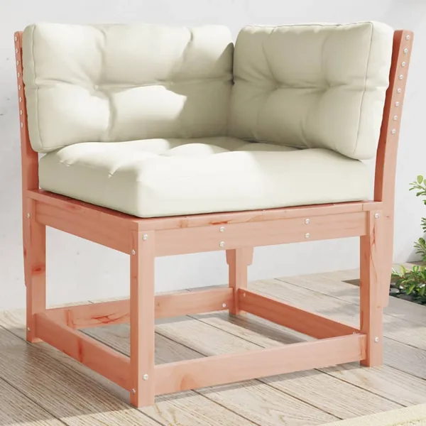 Canapé d'angle de jardin avec coussins bois massif douglas