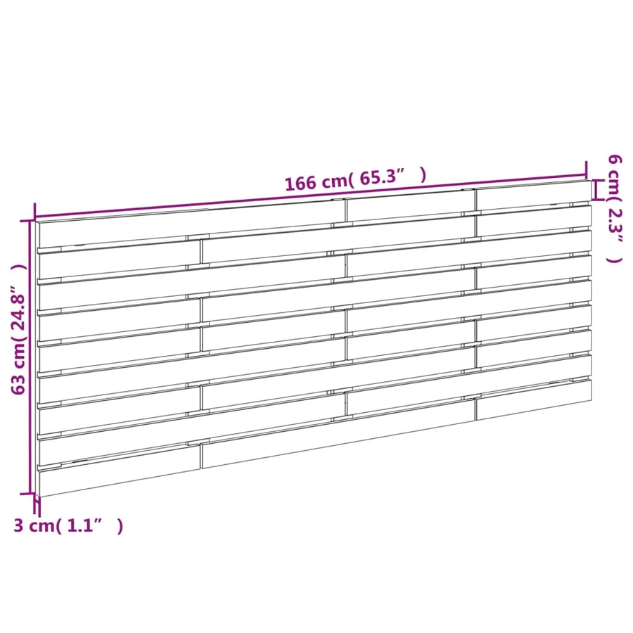 Tête de lit murale 166x3x63 cm Bois massif de pin - 9