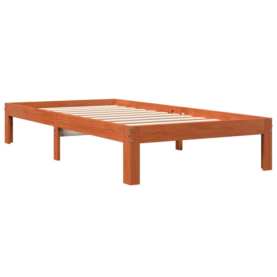 Cadre de lit sans matelas cire marron 100x200cm bois pin massif - 3