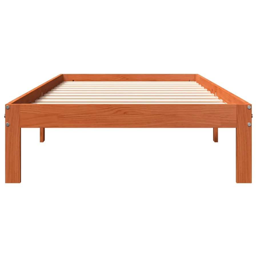 Cadre de lit sans matelas cire marron 100x200cm bois pin massif - 4
