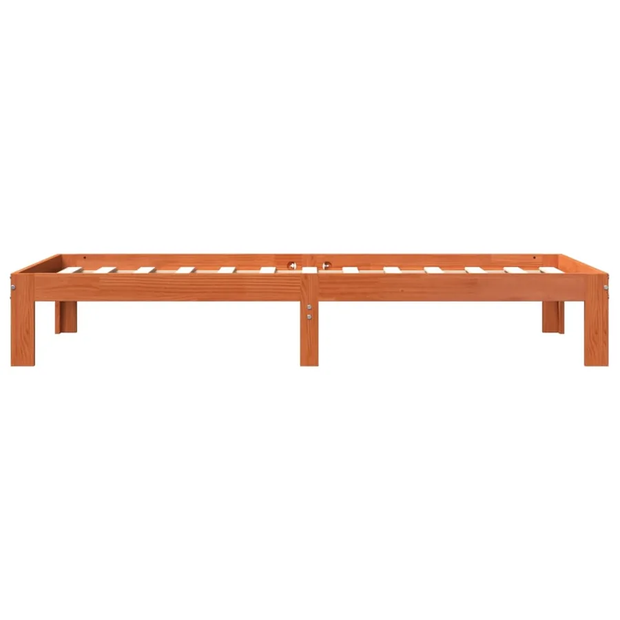 Cadre de lit sans matelas cire marron 100x200cm bois pin massif - 5