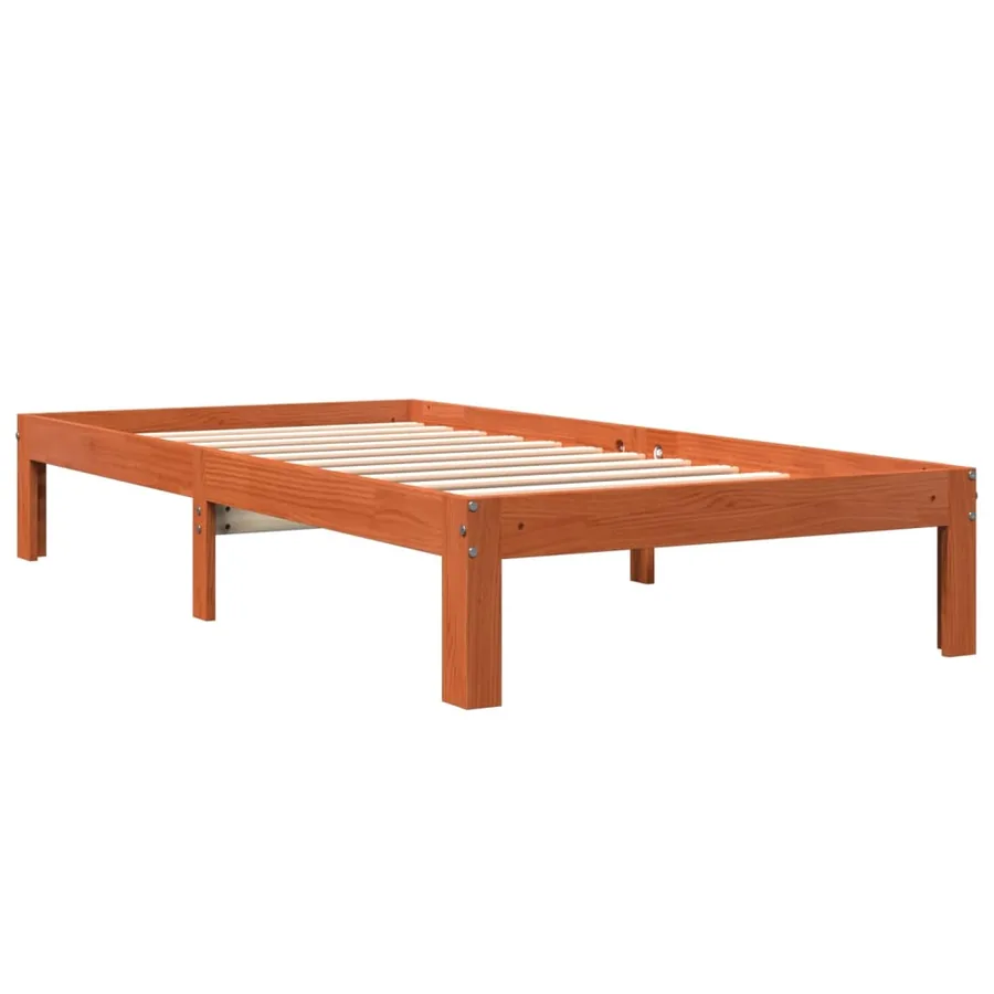 Cadre de lit sans matelas cire marron 100x200cm bois pin massif - 6