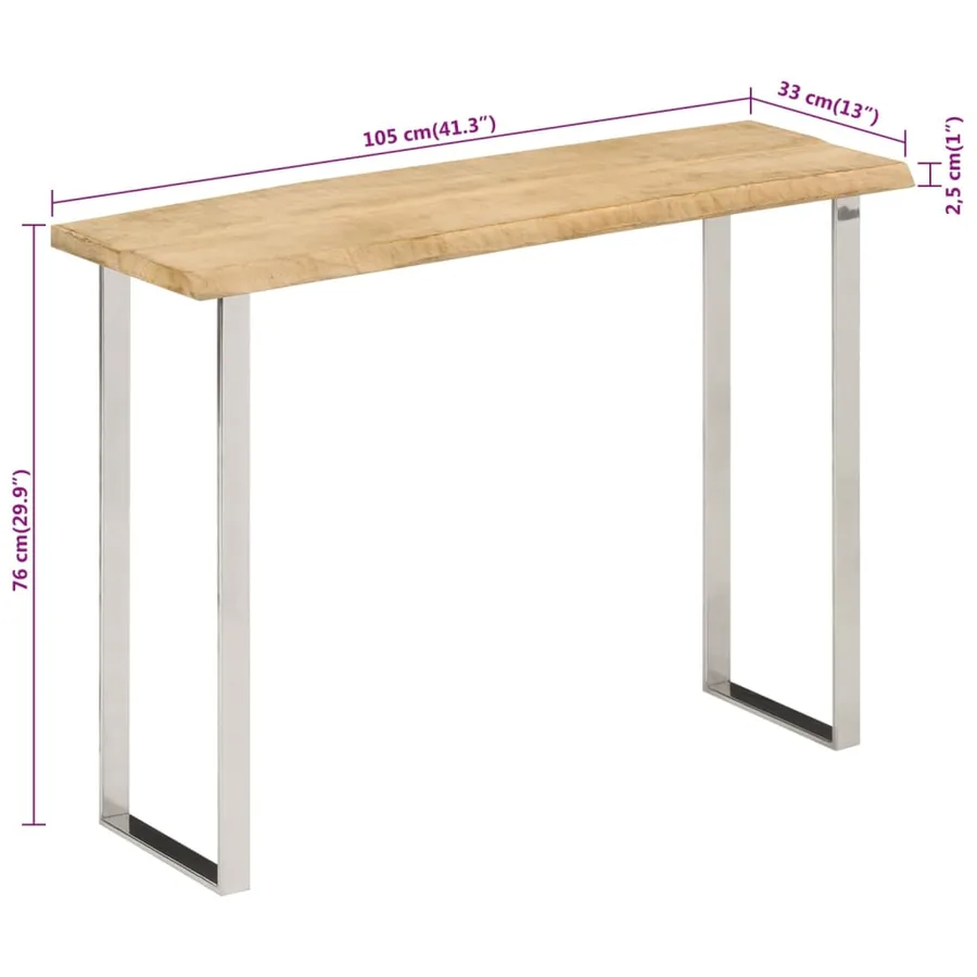 Table console à live edge 105x33x76 cm bois de manguier massif - 8