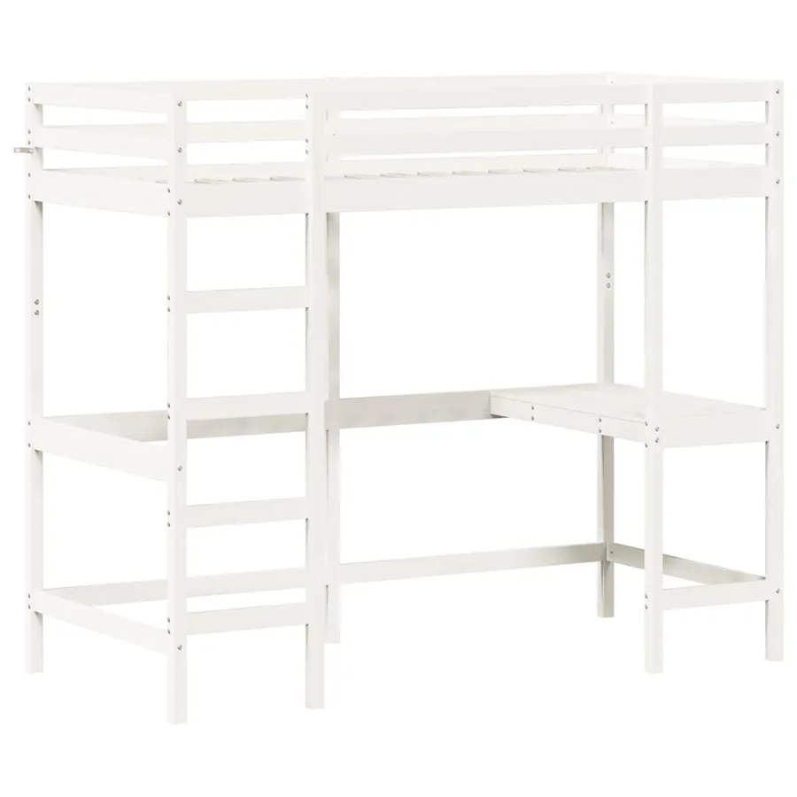 Lit superposé sans matelas blanc 90x190 cm bois de pin massif - 3