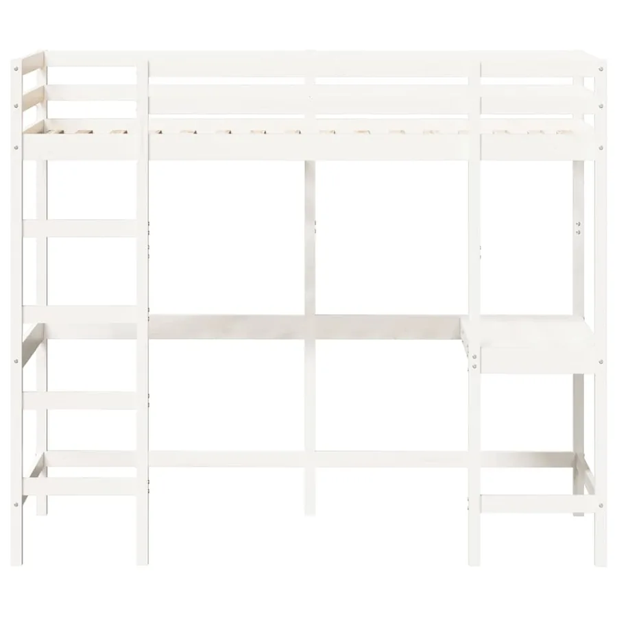 Lit superposé sans matelas blanc 90x190 cm bois de pin massif - 4