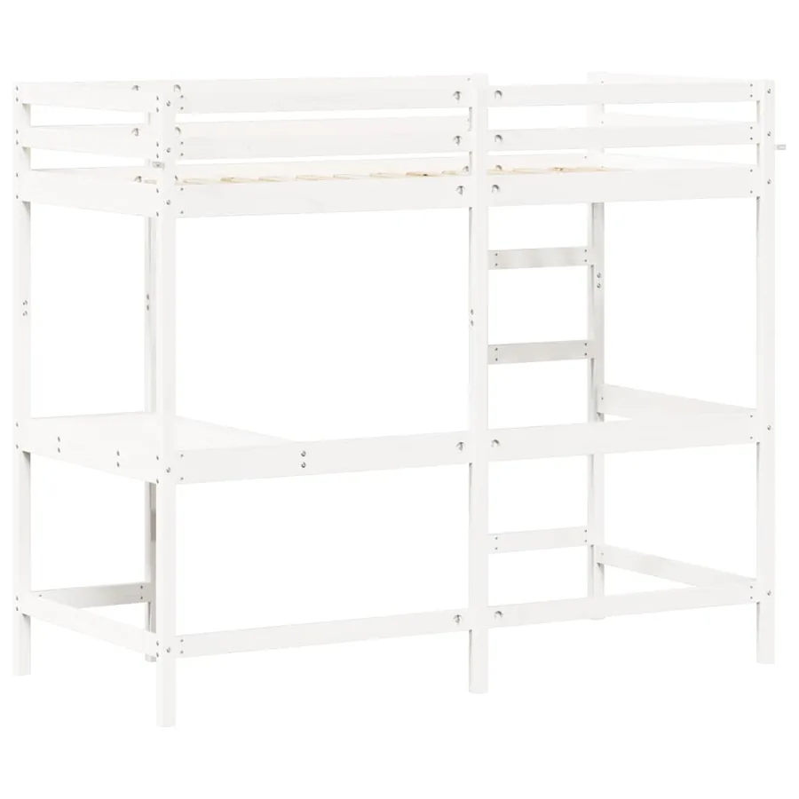 Lit superposé sans matelas blanc 90x190 cm bois de pin massif - 6