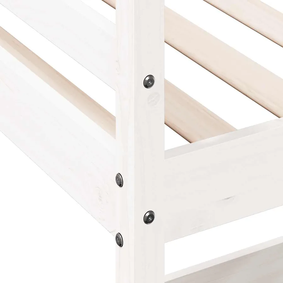 Lit superposé sans matelas blanc 90x190 cm bois de pin massif - 8