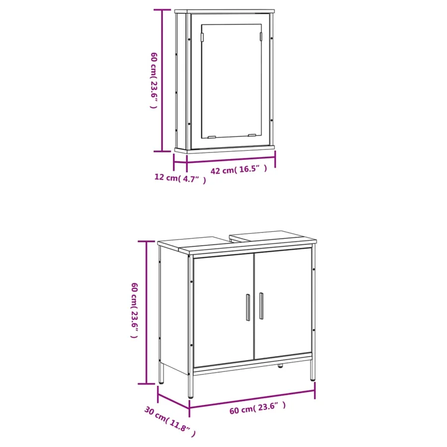 Ensemble de meubles de salle de bain 2 pcs Chêne fumé - 13