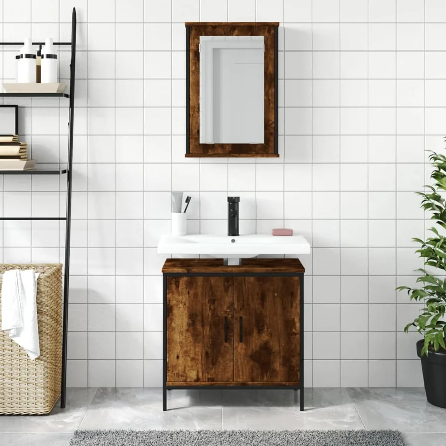 Ensemble de meubles de salle de bain 2 pcs Chêne fumé - 3
