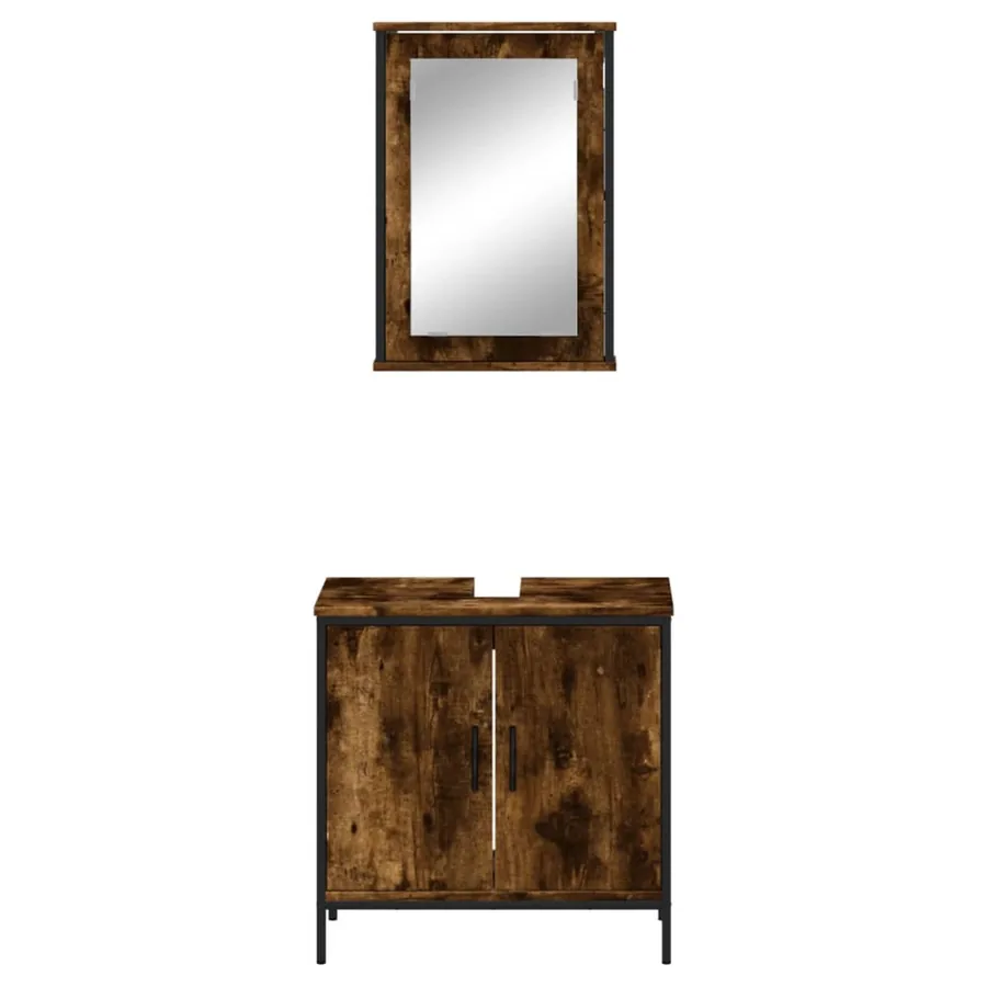 Ensemble de meubles de salle de bain 2 pcs Chêne fumé - 6