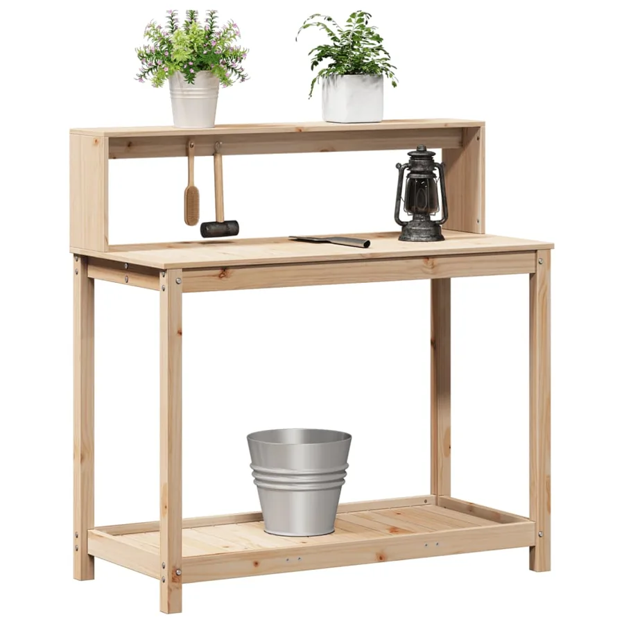 Table de rempotage et étagères 108x50x109,5 cm bois massif pin - 4