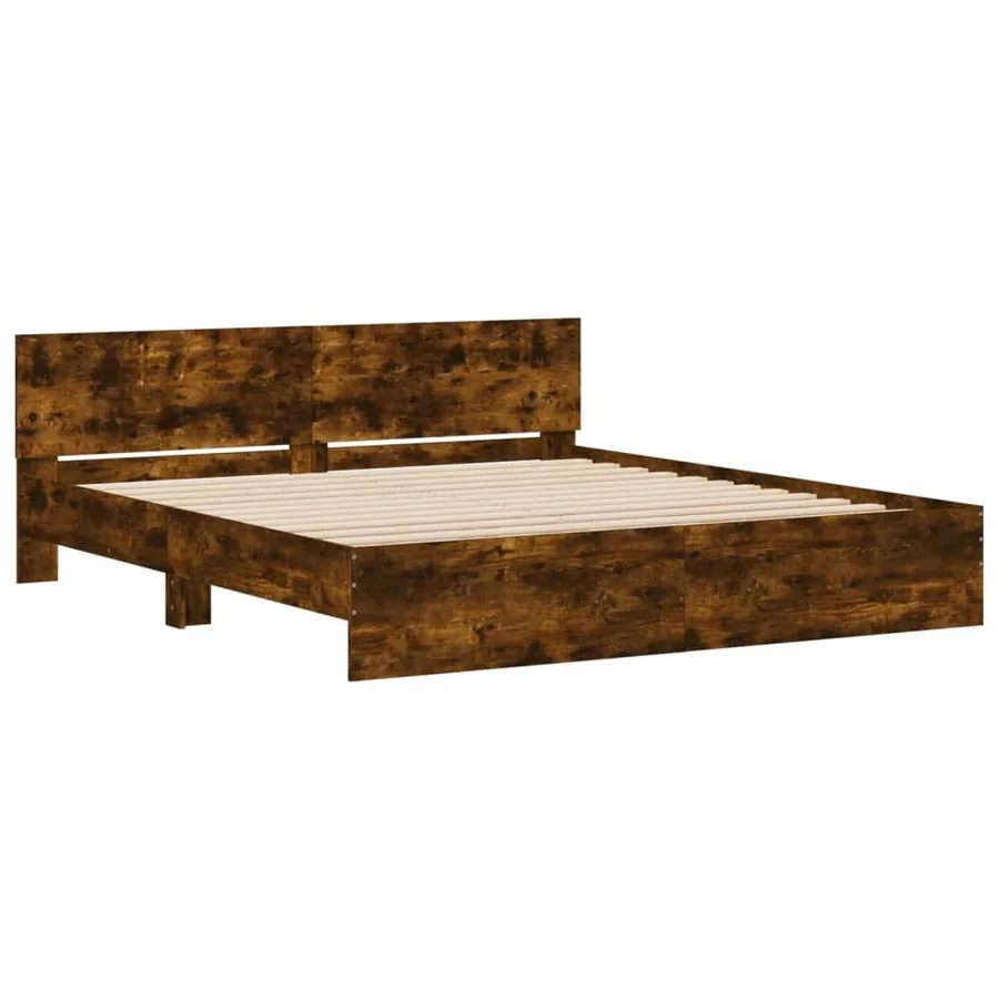 Cadre de lit sans matelas chêne fumé 180x200 cm - 4
