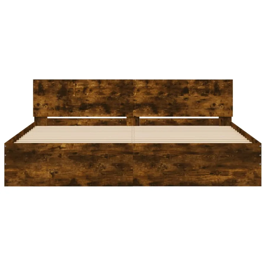 Cadre de lit sans matelas chêne fumé 180x200 cm - 5
