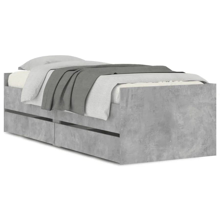 Cadre de lit sans matelas gris béton 75x190 cm - 2