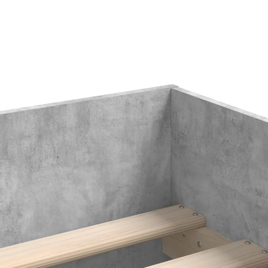 Cadre de lit sans matelas gris béton 75x190 cm - 9