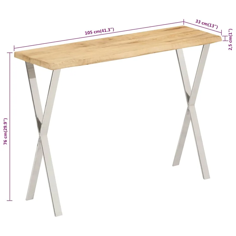 Table console à live edge 105x33x76 cm bois de manguier massif - 8