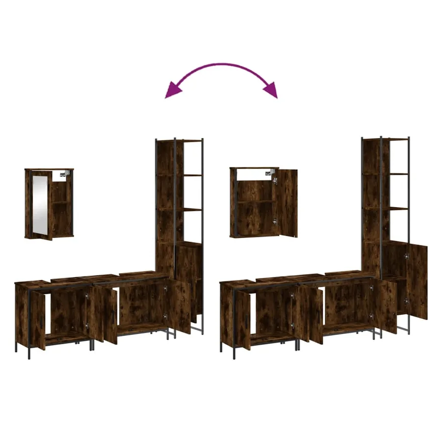 Ensemble de meubles de salle de bain 4 pcs Chêne fumé Bois - 9