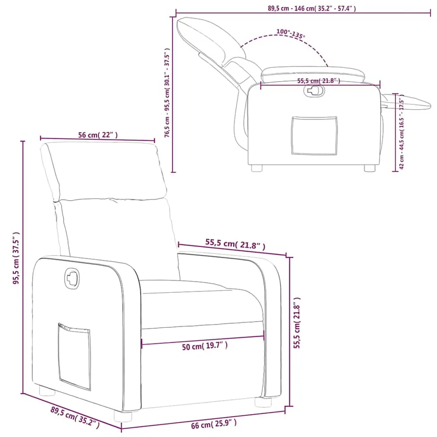 Fauteuil inclinable Crème Tissu - 11