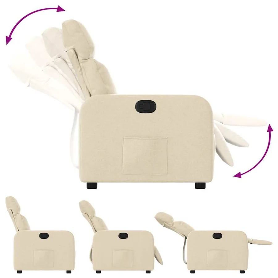 Fauteuil inclinable Crème Tissu - 4