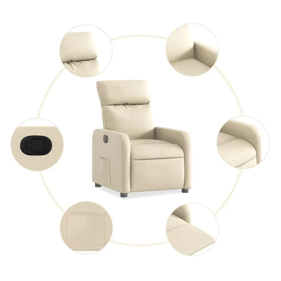 Fauteuil inclinable Crème Tissu - 5