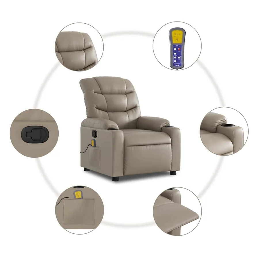 Fauteuil de massage inclinable Cappuccino Similicuir - 6