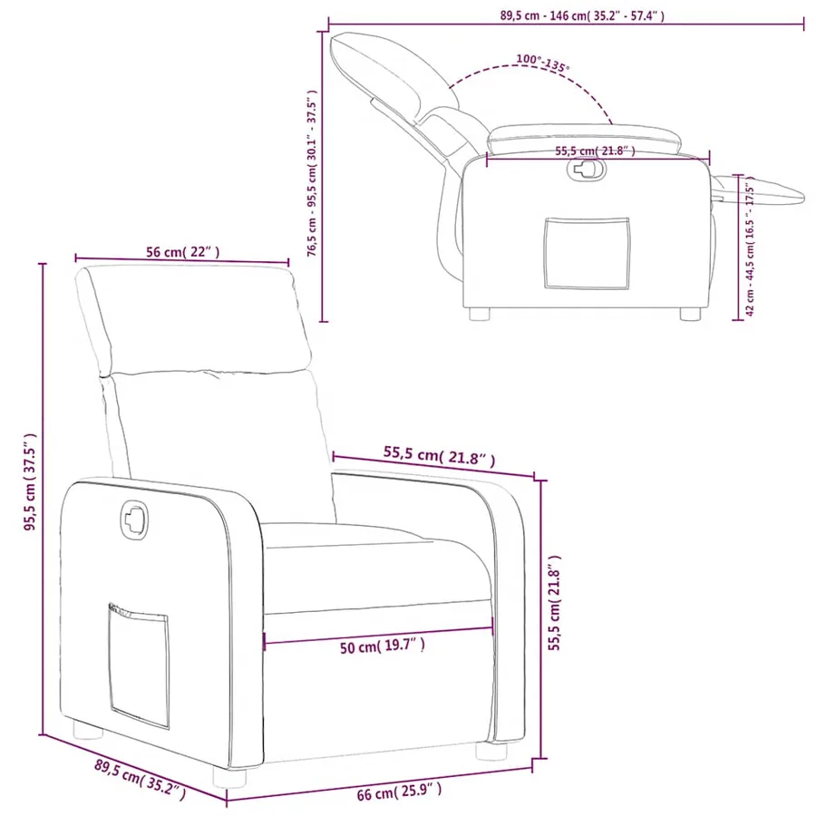 Fauteuil inclinable Crème Similicuir - 11