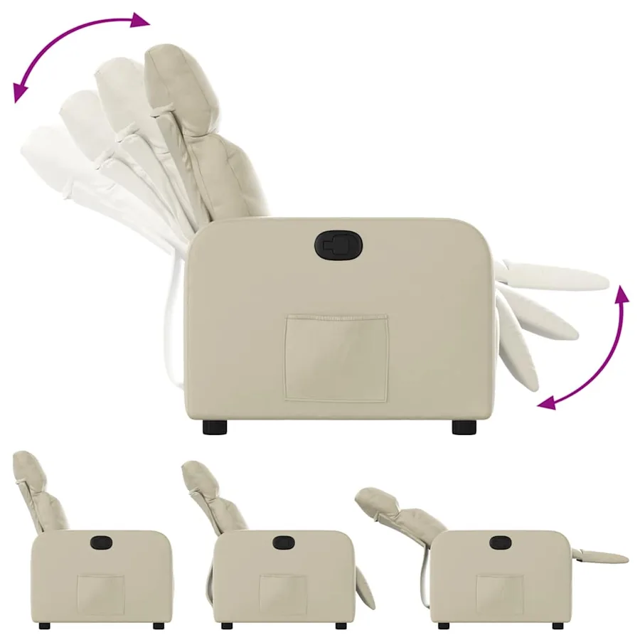 Fauteuil inclinable Crème Similicuir - 4