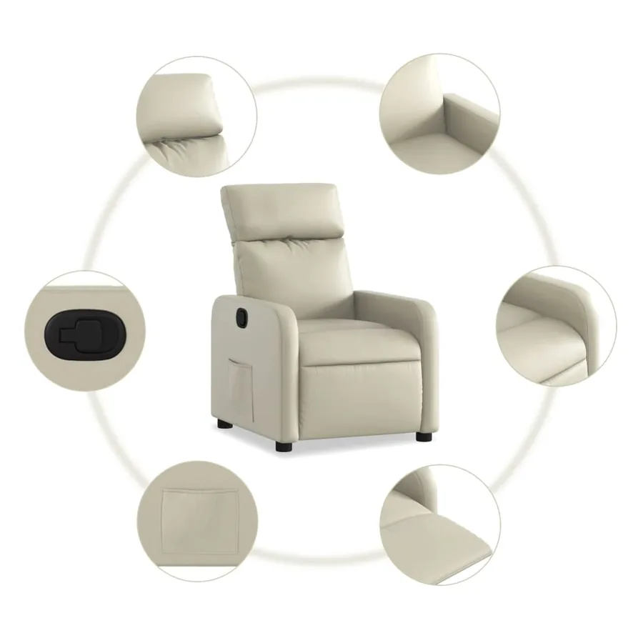 Fauteuil inclinable Crème Similicuir - 5