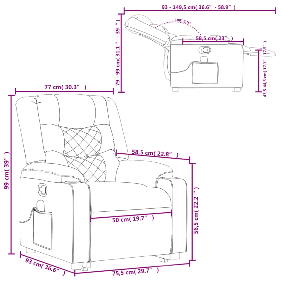 Fauteuil de massage inclinable gris similicuir - 12