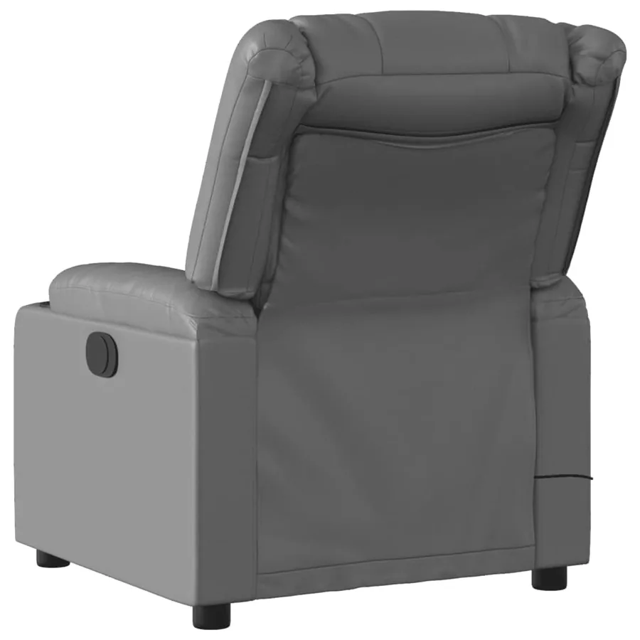 Fauteuil de massage inclinable gris similicuir - 4