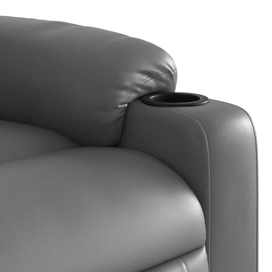Fauteuil de massage inclinable électrique gris similicuir - 11