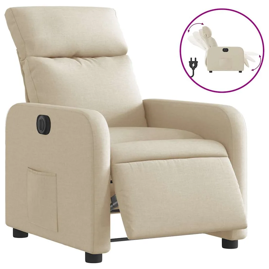 Fauteuil inclinable électrique Crème Tissu - 2
