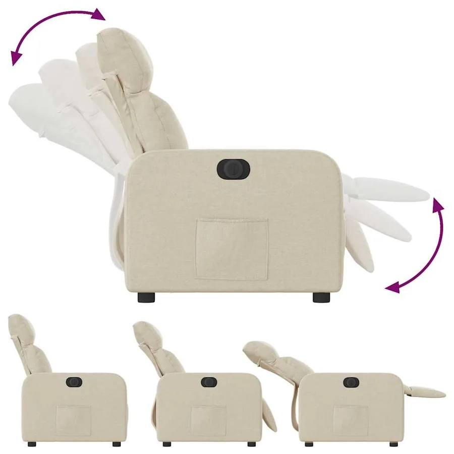 Fauteuil inclinable électrique Crème Tissu - 7